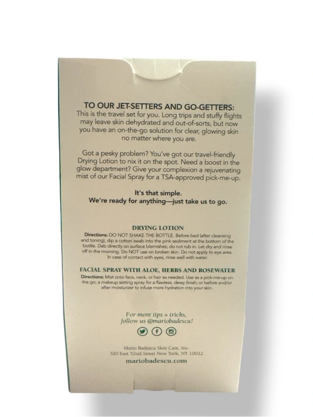 Mario Badescu Grab and Go Skincare Set Facial Spray and Drying Lotion